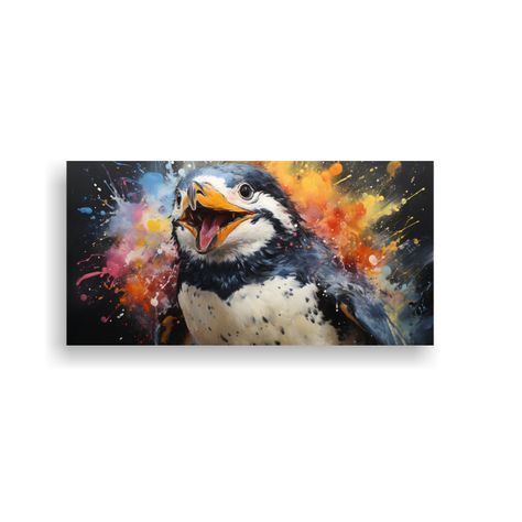 Cuadro Espectacular De Pingüino En Acuarelas 140x70cm-0