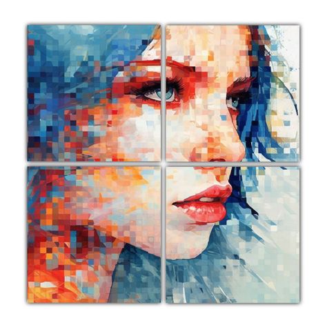 Pintura Decorativa De Mujer Bella En Perfil 120x120 Cm-0