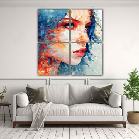 Pintura Decorativa De Mujer Bella En Perfil 120x120 Cm-2