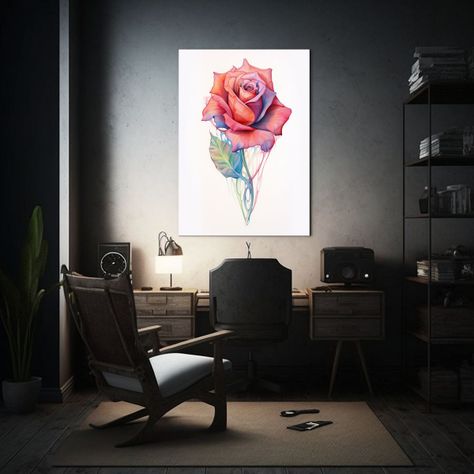 Cuadro Lienzo Relieve Dibujo Rosa Líneas Claras 30x45cm-2