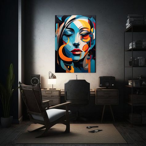 Cuadro Abstracto De Tela Inspirado En Picasso 40x60cm-2