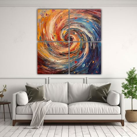 Cuadro Tela Sublimada Remolino Colores Formas 200x200 Cm-2