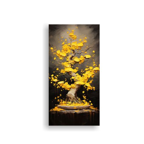 Arte De Pared Decorativo Ginkgo Biloba Bonsái 80x160cm-0