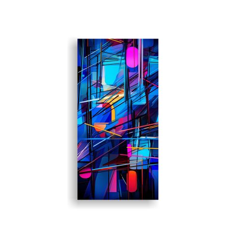 Pintura Abstracta Líneas Y Formas Decorativas 20x40cm-0