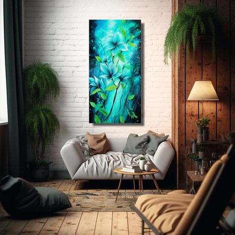 Cuadros De Decoración En Tonos Verdes Y 40x80cm-2