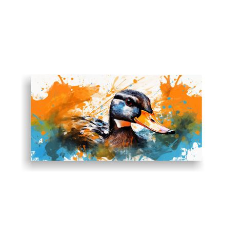 Cuadro Patos Vibrantes Y Naranjas Neo Pop Art En 140x70cm-0