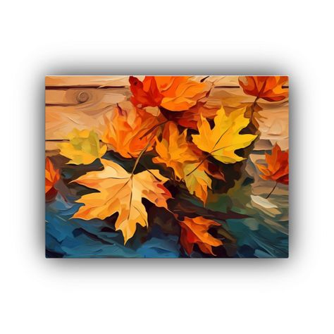 Cuadro De Decoración Con Hojas De Otoño En 30x20cm-0