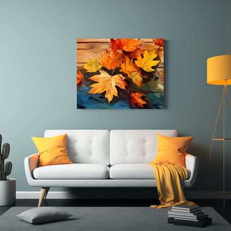 Cuadro De Decoración Con Hojas De Otoño En 30x20cm-2