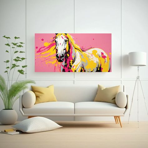 Pinturas Decorativas De Neo Pop Art De Un Caballo 100x50cm-2