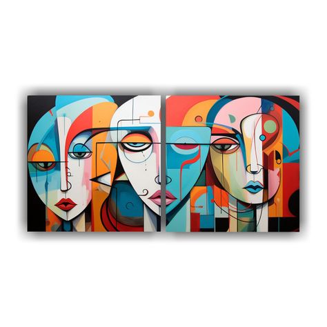 Cuadros De Figuras Humanas Abstractas En Acuarela 120x60 Cm-0