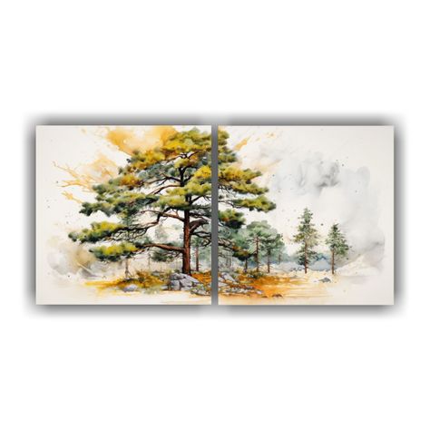 Pintura Abstracta De Un Pino Escocés Con Colores 100x50 Cm-0