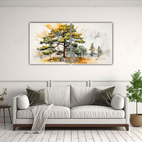 Pintura Abstracta De Un Pino Escocés Con Colores 100x50 Cm-2