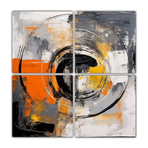 Cuadro De Arte Abstracto En óleo Gris Y Negro 005 180x180 Cm-0