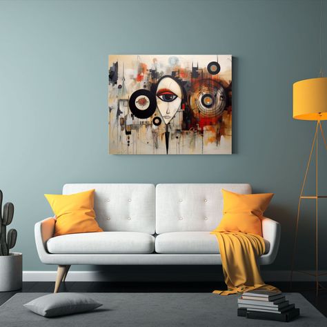 Cuadro Abstracto Expresivo Simetría Emocional Símbolos Men 60x40cm-2