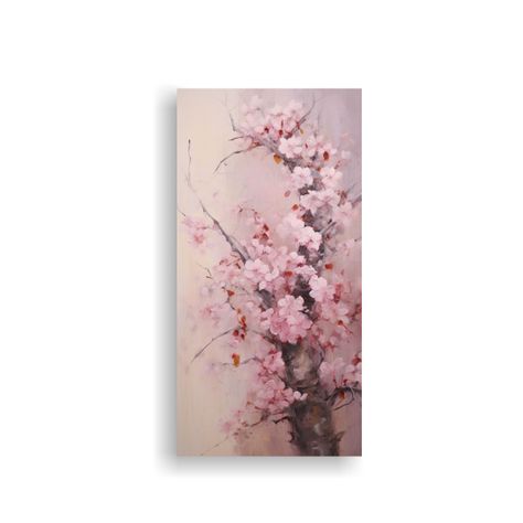 Pintura Abstracta De Cerezo En Flor O Sakura Arte  50x100cm-0