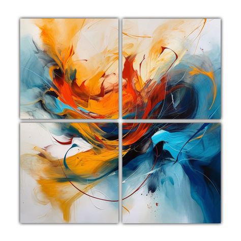 4 Composiciones Abstractas Para Dormitorio: Arte 200x200 Cm-0
