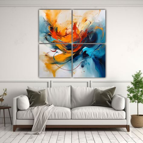 4 Composiciones Abstractas Para Dormitorio: Arte 200x200 Cm-2