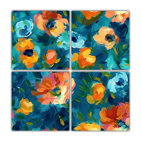 Cuatro Lienzos De Tela Inspirador Armonía De 200x200 Cm-0