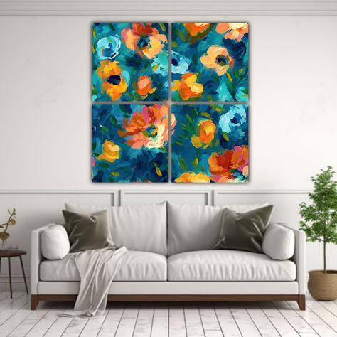 Cuatro Lienzos De Tela Inspirador Armonía De 200x200 Cm-2