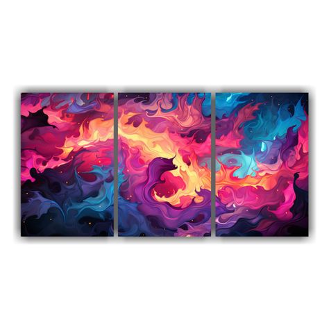 Pinturas Decorativas En Bastidor Set De 3 Lienzos 240x120 Cm-0