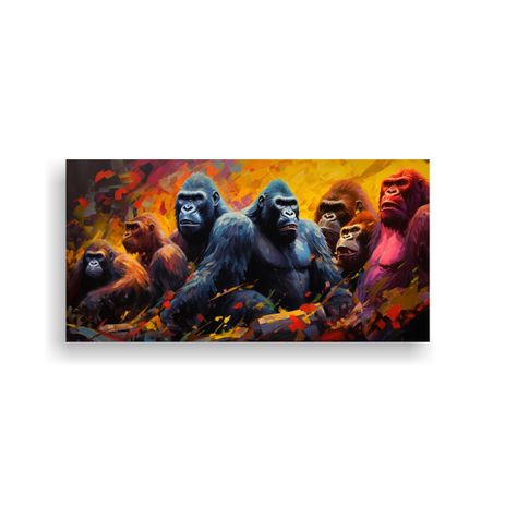 Cuadro De Gorilas En Movimiento Al Estilo Pintura  120x60cm-0