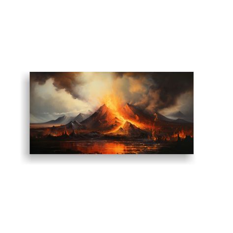 Pintura Abstracta Minimalista De Un Volcán En Col 100x50cm-0