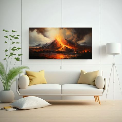 Pintura Abstracta Minimalista De Un Volcán En Col 100x50cm-2