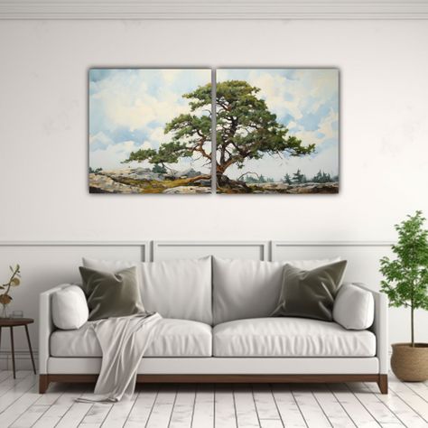 Pintura Abstracta De Un Pino Escocés En óleo 100x50 Cm-2