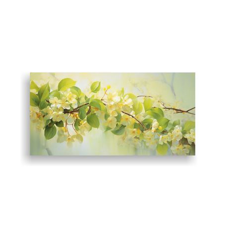 Pintura Abstracta De Flores De Tilo En Lienzo, Det 80x40cm-0