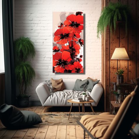 Arte Pared Galería Contraste Rojo Negro Aire Neon 20x40cm-2