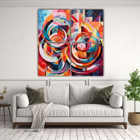 Cuatro Telas En Bastidor Concepto Simetría 200x200 Cm-2