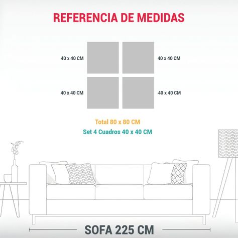 Pinturas En Tela Colores Fantasia Set De 4 Lienzos 80x80 Cm-1