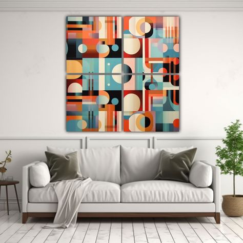 4 Lienzos Geométricos Impresos Para Decoración 200x200 Cm-2