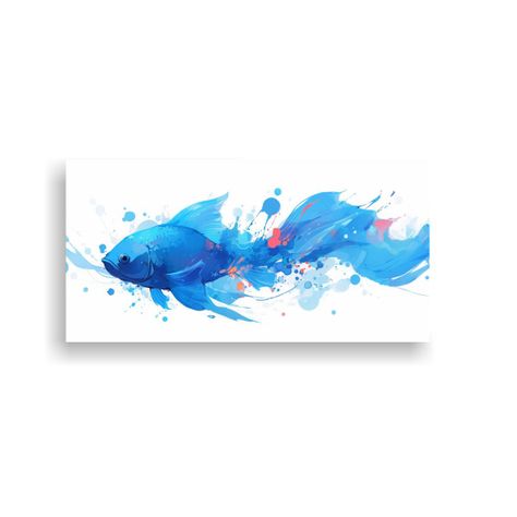 Acuarela: Vision De Un Pez Dorado En Colores 100x50cm-0