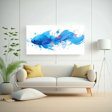 Acuarela: Vision De Un Pez Dorado En Colores 100x50cm-2
