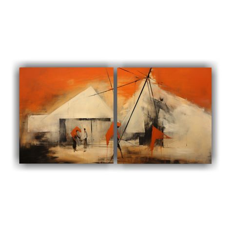 Set De 2 Pinturas Decorativas Abstractas 120x60 Cm-0