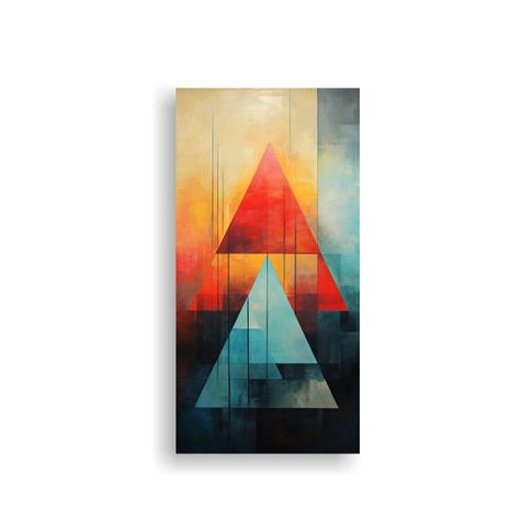 Cuadros Abstractos Con Triangulos: Composición 20x40cm-0