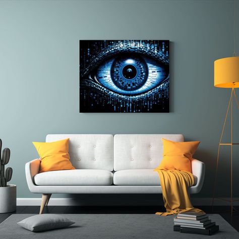 Cuadro Decorativo Abstracto: Ojo Con Luz Azul Estilo Cuadro  65x50cm-2
