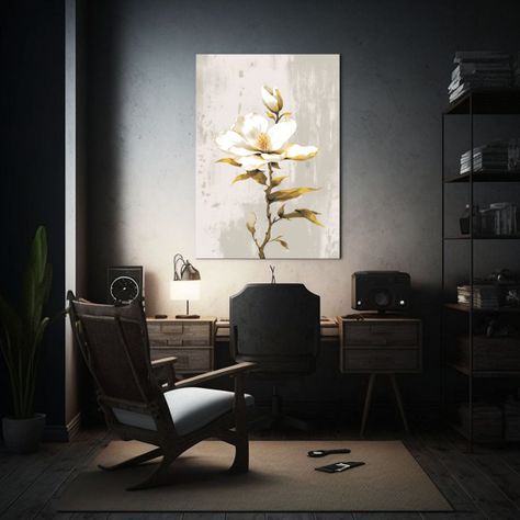 Pintura Cuadro De Interiores Magnolia Flor 50x65cm-2