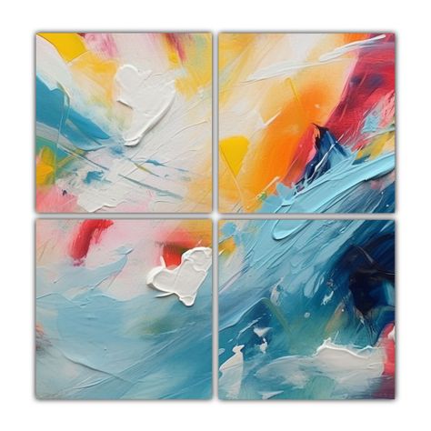 Pintura Abstracta Verano En Bastidor Moderno 4 200x200 Cm-0