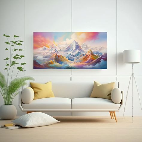 Cuadro Abstracto De Hermoso Estilo Montañas 140x70cm-2