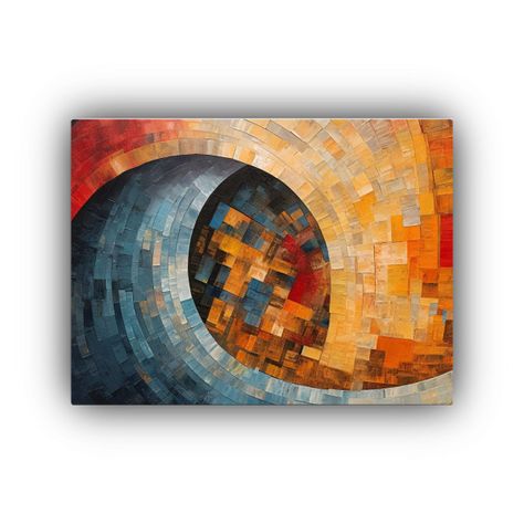 Pintura Abstracta Minimalista En Bastidor: Crisis Visual Y R 90x60cm-0