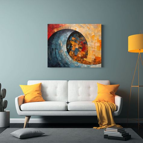 Pintura Abstracta Minimalista En Bastidor: Crisis Visual Y R 90x60cm-2