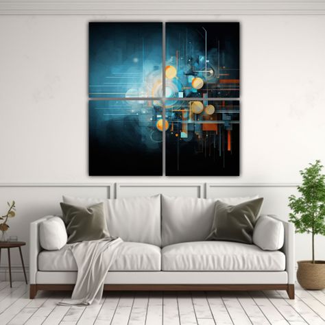 Cuatro Lienzos De Tela Patron Abstracto Elegante 80x80 Cm-2