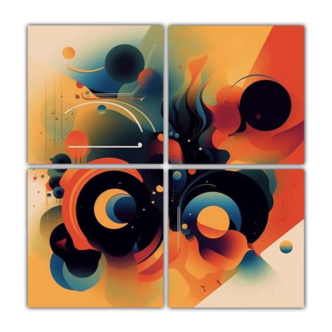 Pinturas Abstractas De La Vida En Cuatro Cuadros 200x200 Cm-0