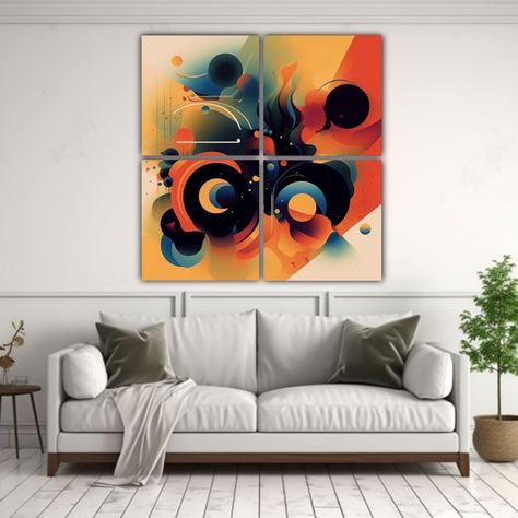 Pinturas Abstractas De La Vida En Cuatro Cuadros 200x200 Cm-2