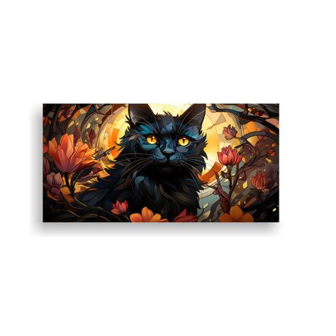 Cuadro Dibujo Mágico Gatos Negros Sonrientes 120x60cm-0