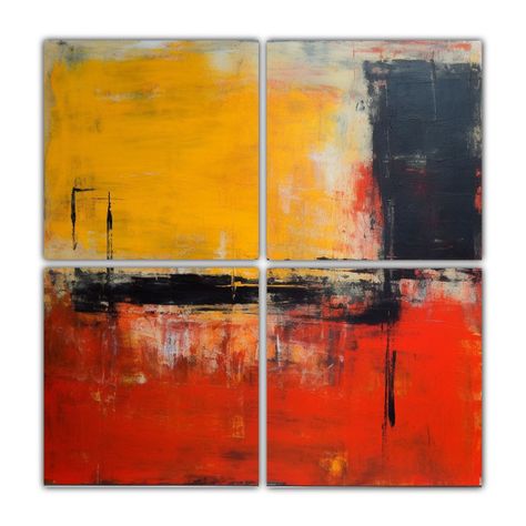 Cuadriptico Abstracto Movimiento Regalo Pintura 200x200 Cm-0