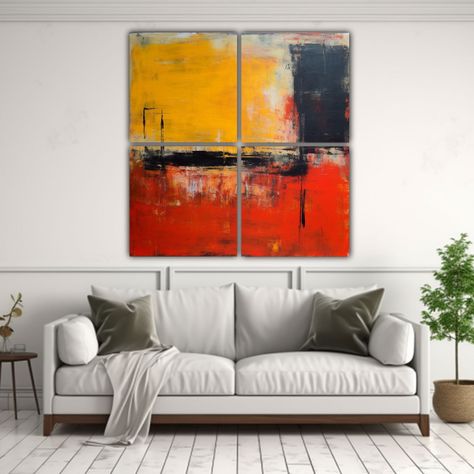 Cuadriptico Abstracto Movimiento Regalo Pintura 200x200 Cm-2