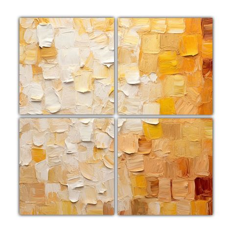 Cuadro Vanguardia Beige Y Blanco Con Lienzos 200x200 Cm-0